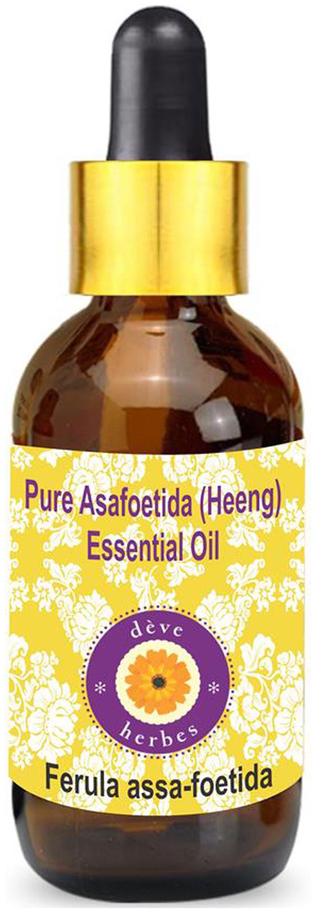 

Deve Herbes Pure Asafoetida (Heeng) Essential Oil (Ferula assa-foetida) with Glass Dropper 100 Natural Therapeutic Grade Steam Distilled 50ml