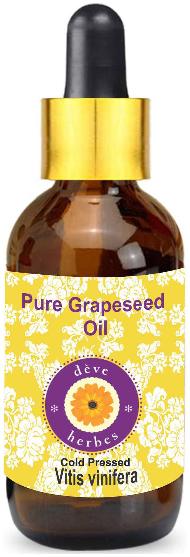 

Deve Herbes Pure Grapeseed Oil (Vitis vinifera) with Glass Dropper 100 Natural Therapeutic Grade Cold Pressed 30ml