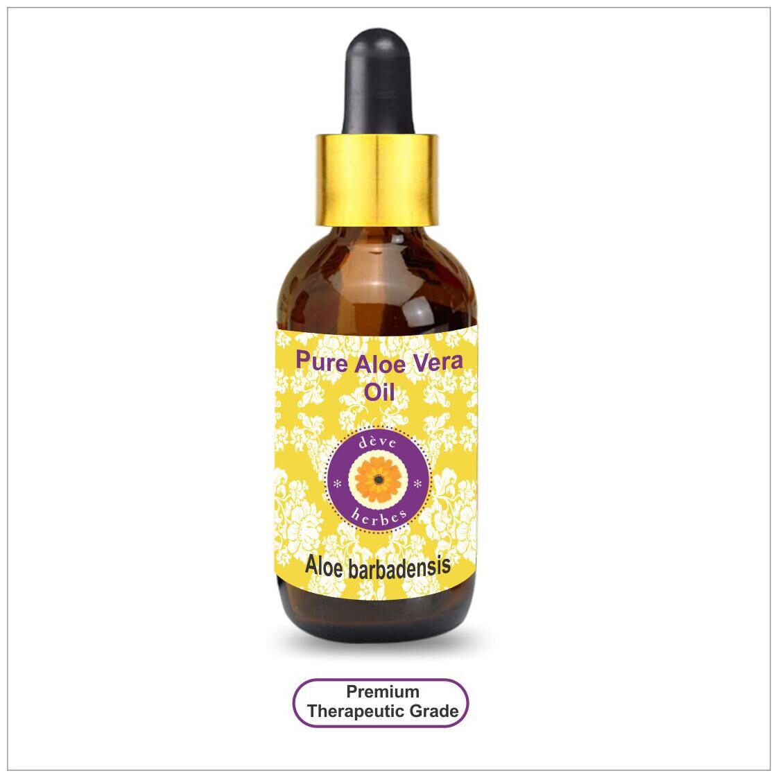 

Deve Herbes Pure Aloe Vera Oil (Aloe barbadensis) with Glass Dropper 100 Natural Therapeutic Grade 100ml