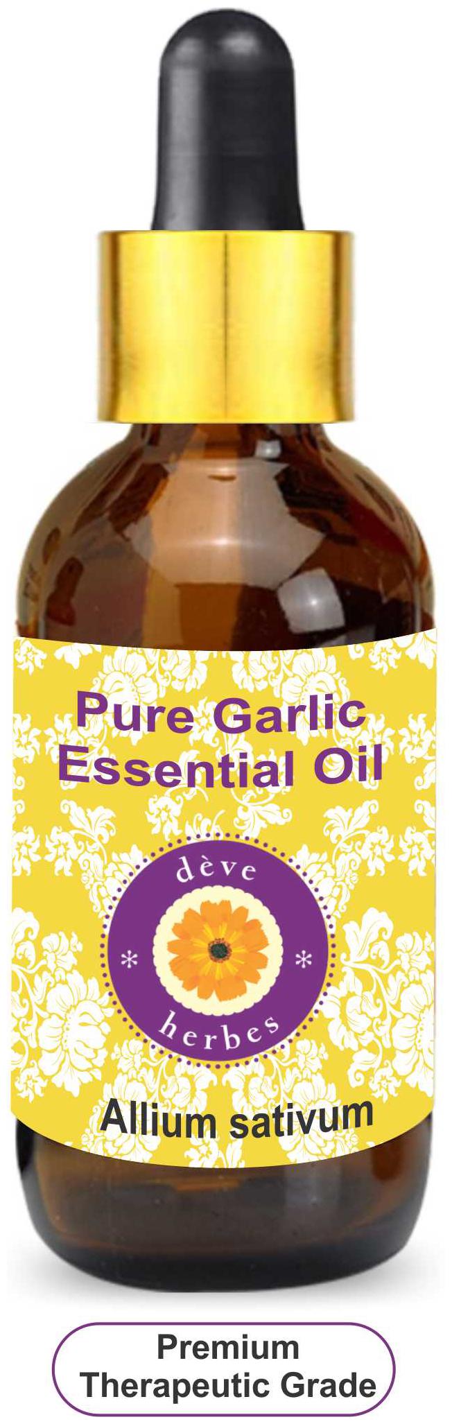 

Deve Herbes Pure Garlic Essential Oil (Allium sativum) with Glass Dropper 100 Natural Therapeutic Grade Steam Distilled 50ml