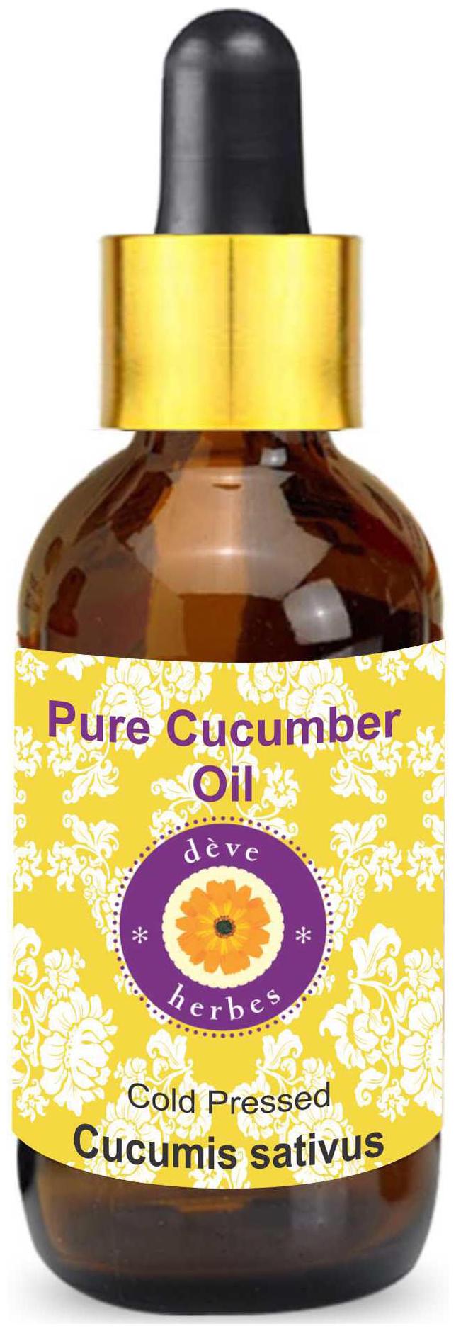 

Deve Herbes Pure Cucumber Oil (Cucumis sativus) with Glass Dropper 100 Natural Therapeutic Grade Cold Pressed 100ml