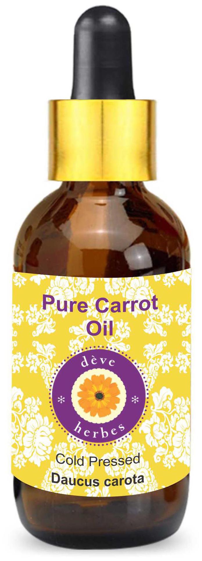 

Deve Herbes Pure Carrot Oil (Daucus carota) with Glass Dropper 100 Natural Therapeutic Grade Cold Pressed 30ml