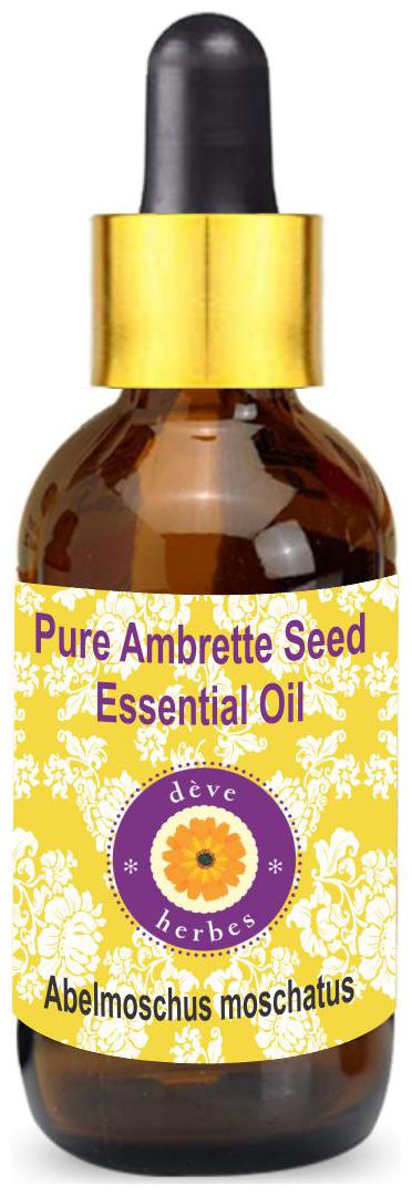 

Deve Herbes Pure Ambrette Seed Essential Oil (Abelmoschus moschatus) with Glass Dropper 100 Natural Therapeutic Grade Steam Distilled 2ml