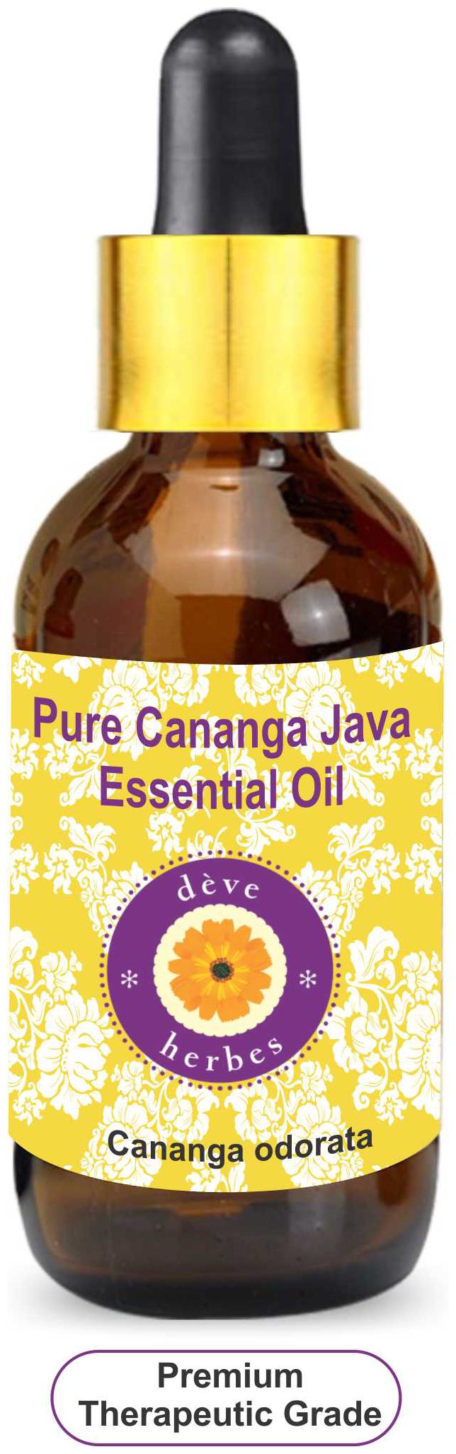 

Deve Herbes Pure Cananga java Essential Oil (Cananga odorata) with Glass Dropper 100 Natural Therapeutic Grade Steam Distilled 10ml