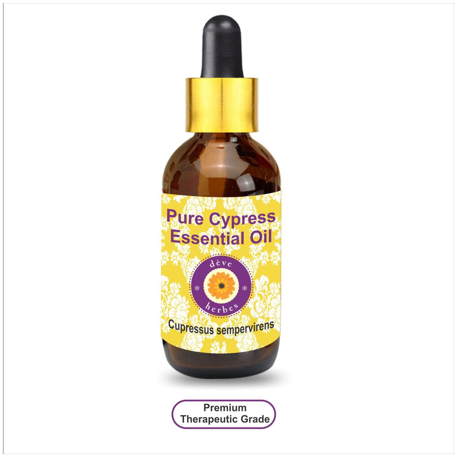 

Deve Herbes Pure Cypress Essential Oil (Cupressus sempervirens) with Glass Dropper 100 Natural Therapeutic Grade Steam Distilled 15ml
