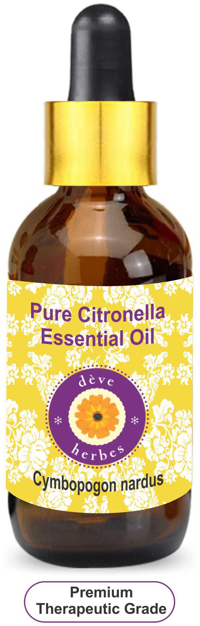 

Deve Herbes Pure Citronella Essential Oil (Cymbopogon nardus) with Glass Dropper 100 Natural Therapeutic Grade Steam Distilled 30ml