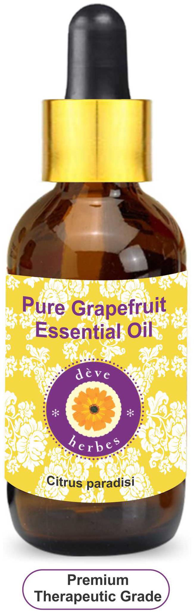 

Deve Herbes Pure Grapefruit Essential Oil (Citrus paradisi) with Glass Dropper 100 Natural Therapeutic Grade Steam Distilled 50ml