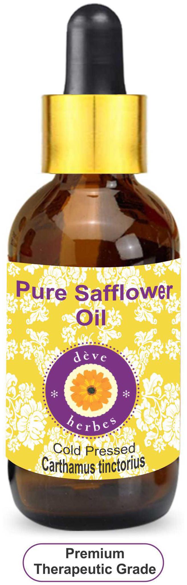 

Deve Herbes Pure Safflower Oil (Carthamus tinctorius) with Glass Dropper 100 Natural Therapeutic Grade Cold Pressed 100ml