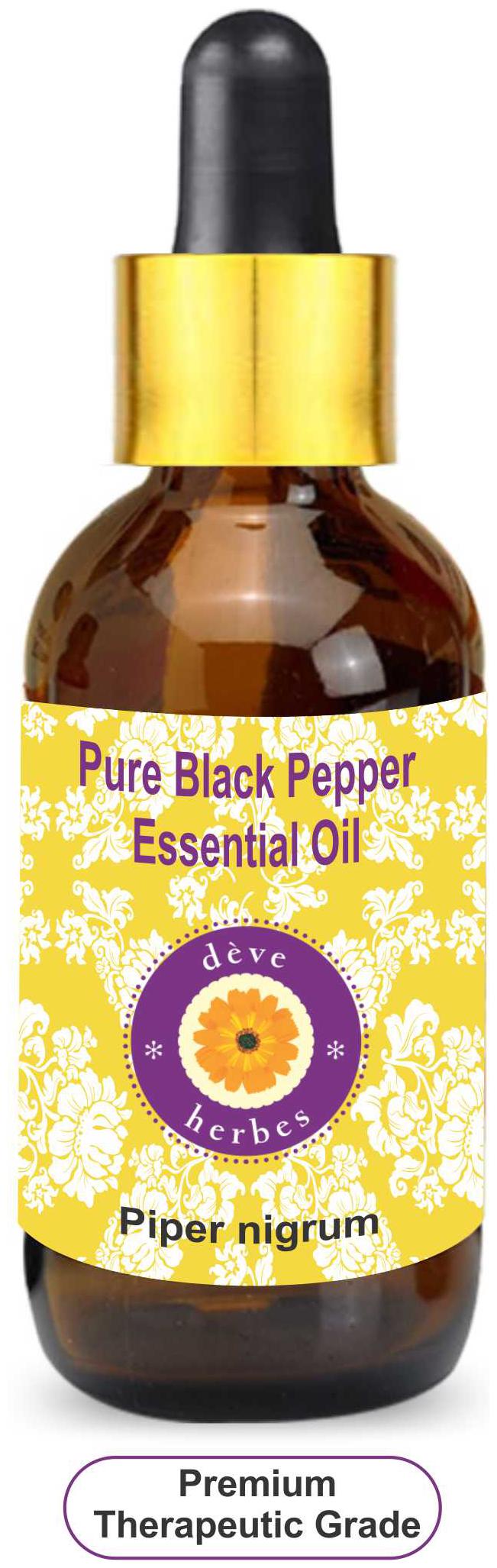 

Deve Herbes Pure Black Pepper Essential Oil (Piper nigrum) with Glass Dropper 100 Natural Therapeutic Grade Steam Distilled 15ml