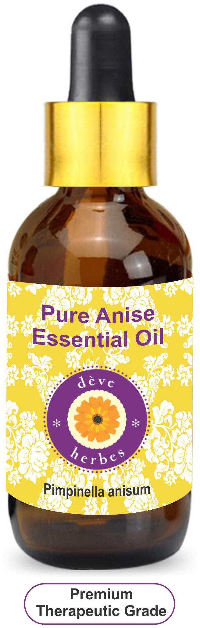

Deve Herbes Pure Anise Essential Oil (Pimpinella anisum) with Glass Dropper 100 Natural Therapeutic Grade Steam Distilled 30ml