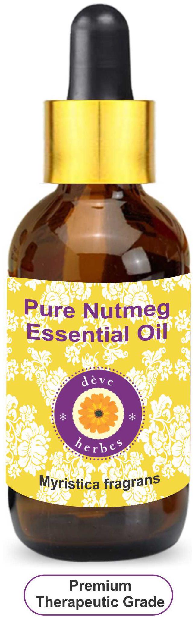 

Deve Herbes Pure Nutmeg Essential Oil (Myristica fragrans) with Glass Dropper 100 Natural Therapeutic Grade Steam Distilled 10ml