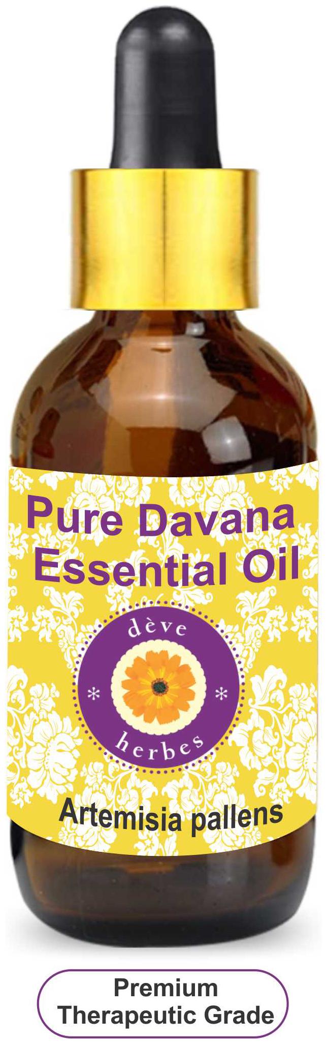 

Deve Herbes Pure Davana Essential Oil (Artemisia pallens) with Glass Dropper 100 Natural Therapeutic Grade Steam Distilled 5ml