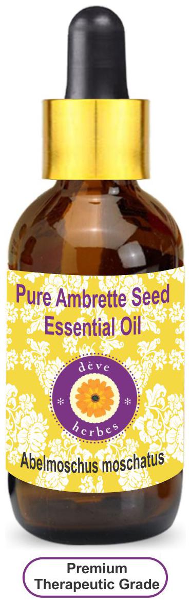 

Deve Herbes Pure Ambrette Seed Essential Oil (Abelmoschus moschatus) with Glass Dropper 100 Natural Therapeutic Grade Steam Distilled 5ml
