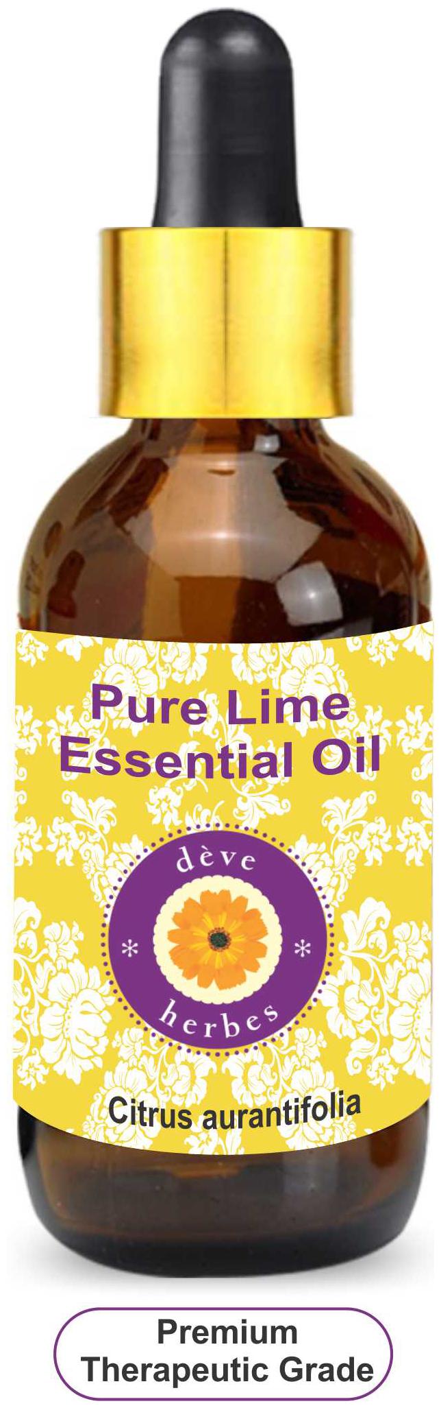 

Deve Herbes Pure Lime Essential Oil (Citrus aurantifolia) with Glass Dropper 100 Natural Therapeutic Grade Steam Distilled 30ml