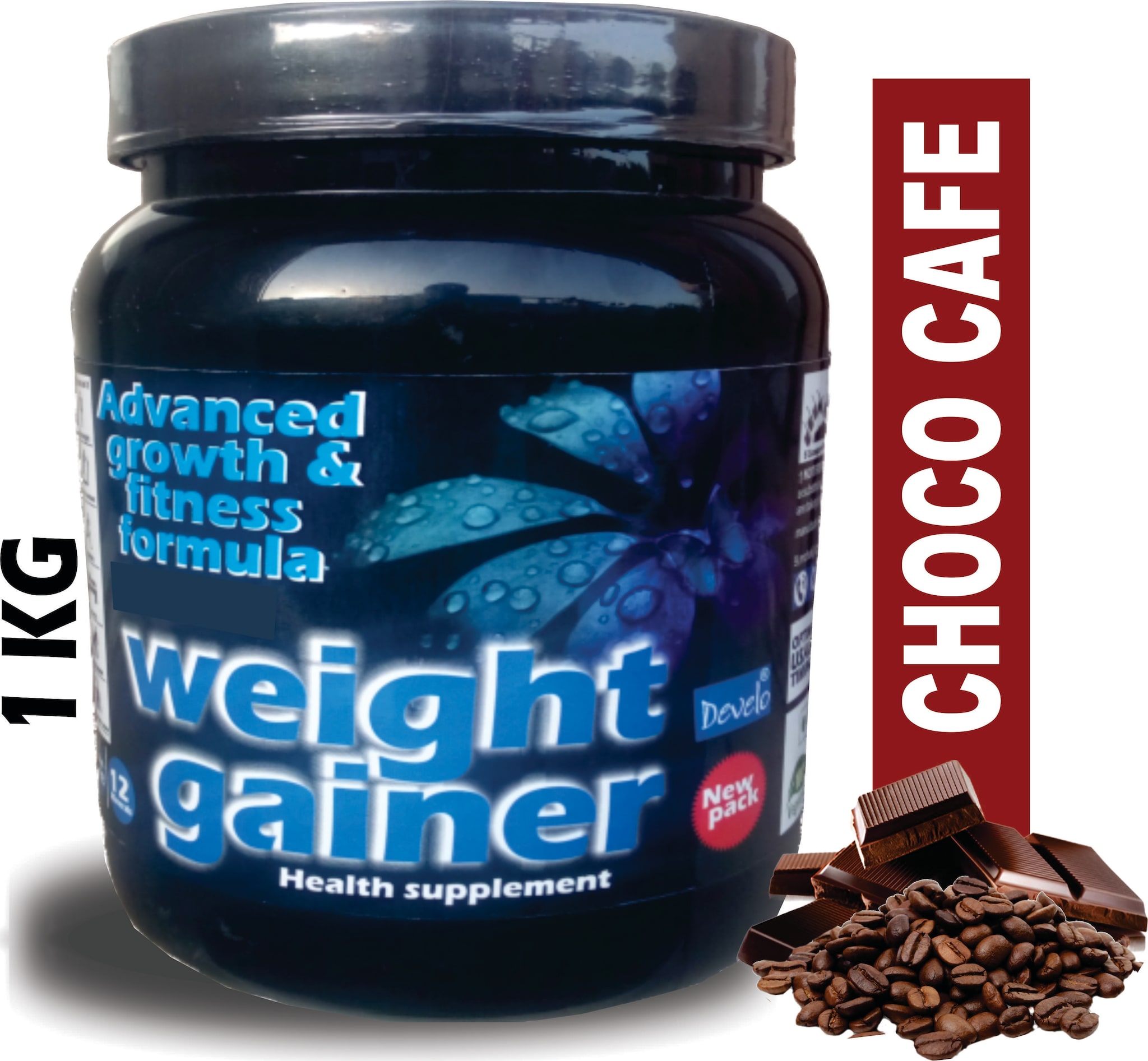 

Develo Weight Mass Gainer Whey Soy Protein Supplement Powder For Gym With Rapid Carbs Chococafe 1 kg