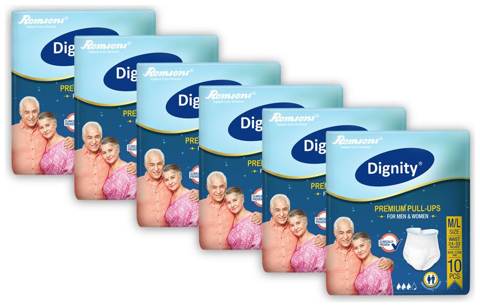 

Dignity Adult Pullup Diaper Medium Large 10 pcs Pack of 6