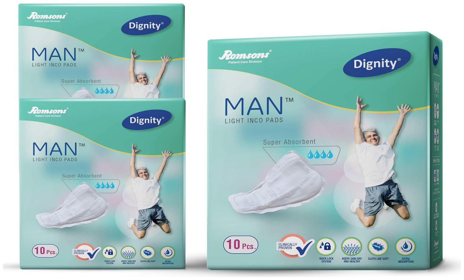 

Dignity Man Light Incontinence Pad Medium Pack Of 3 (10 Pads Each)