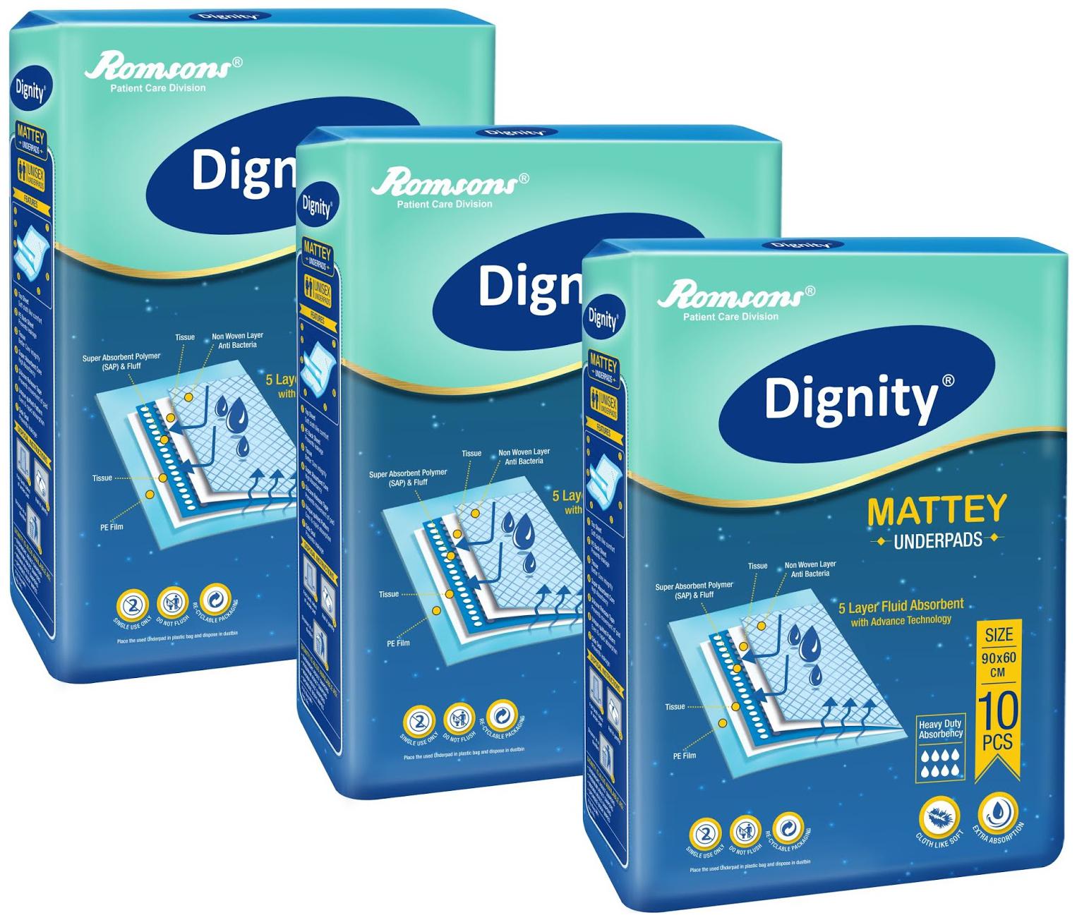 

Dignity Mattey Underpads Size 60 90 cm 10 pcs Pack of 3