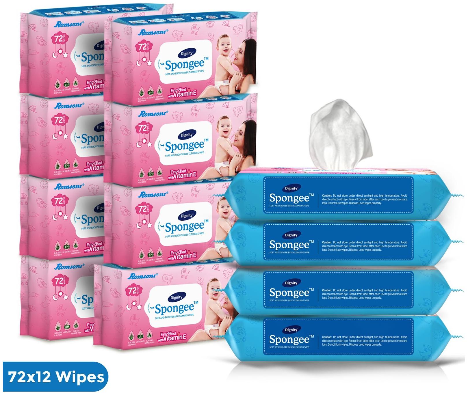 

Dignity Spongee Baby Wipes Pack of 12 - 864 wipes