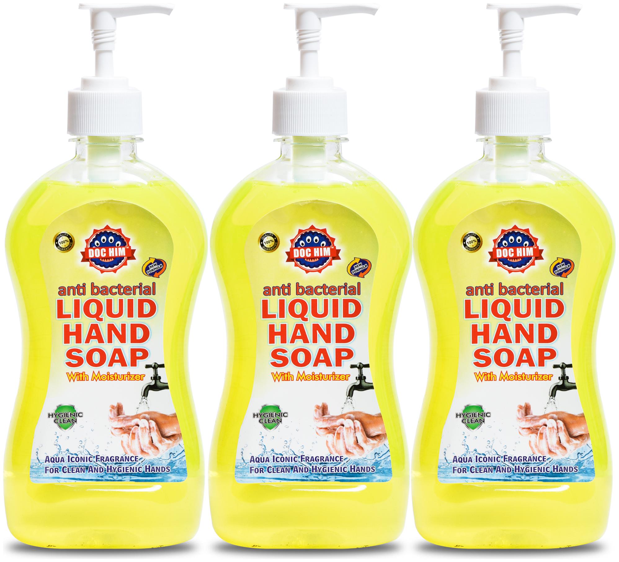 

Doc Him Anti Bacterial Liquid Hand Soap With Moisturizer Aqua Iconic Fragrance Combo 500 ml X 3