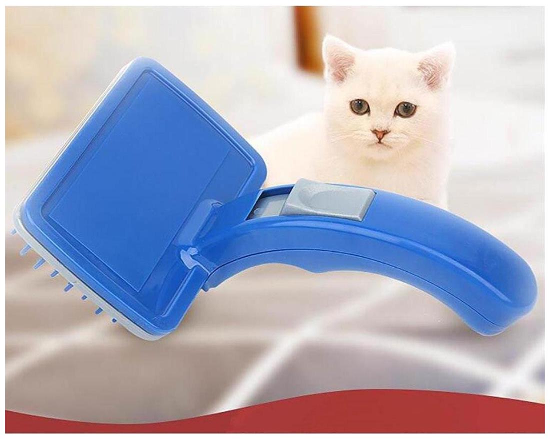 

Dog Cat Grooming Brush plastic Grooming Shedding Rake Press a Button to Remove Tangles and Loose Fur