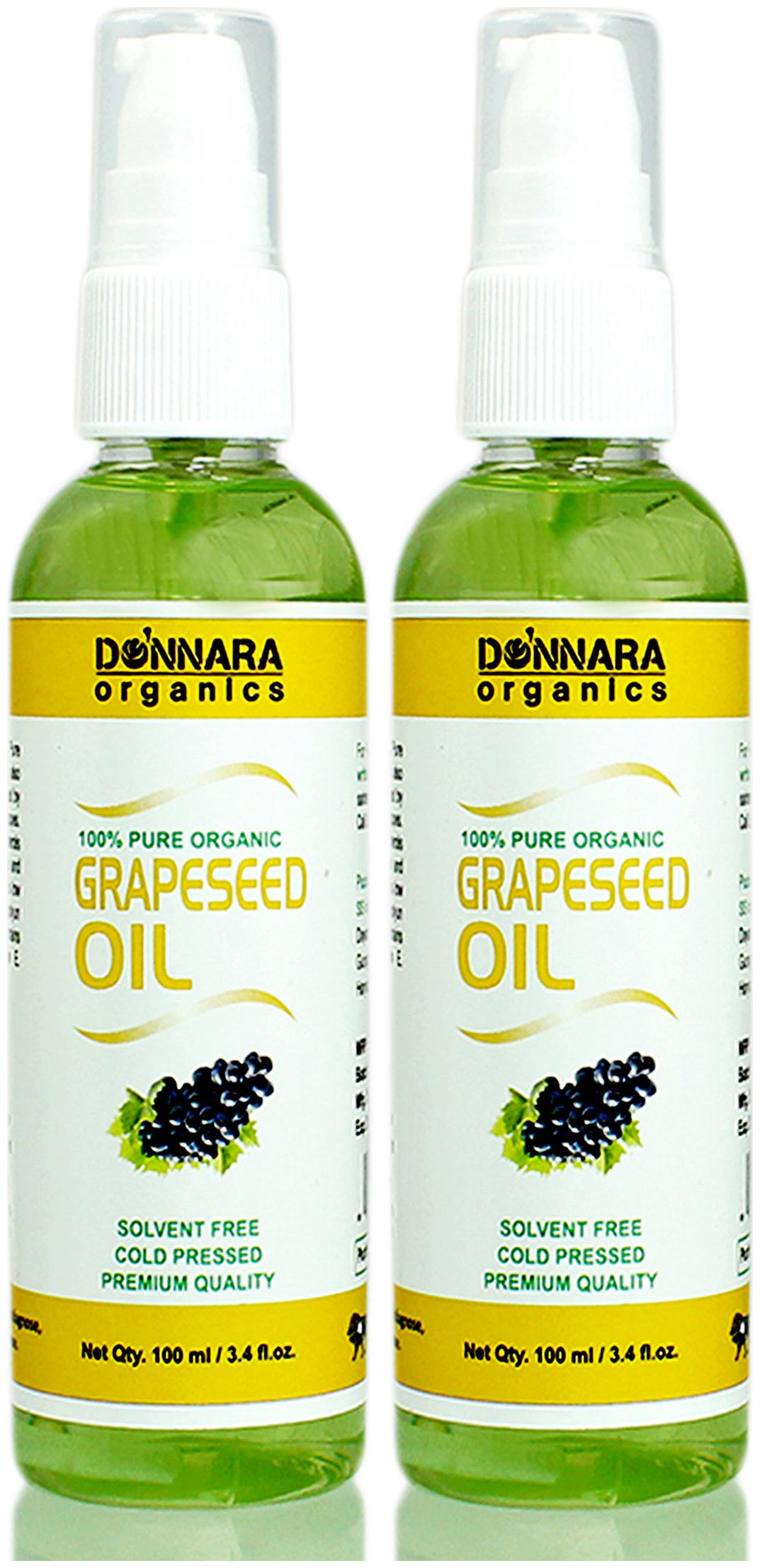 

Donnara Organics Premium Grapeseed oil- 100 Pure Natural Combo pack of 2 bottles of 100 ml(200 ml)