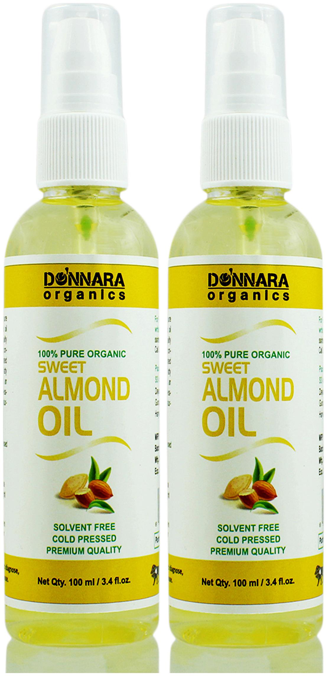 

Donnara Organics Premium Sweet Almond oil- 100 Pure Natural Combo pack of 2 bottles of 100 ml(200 ml)