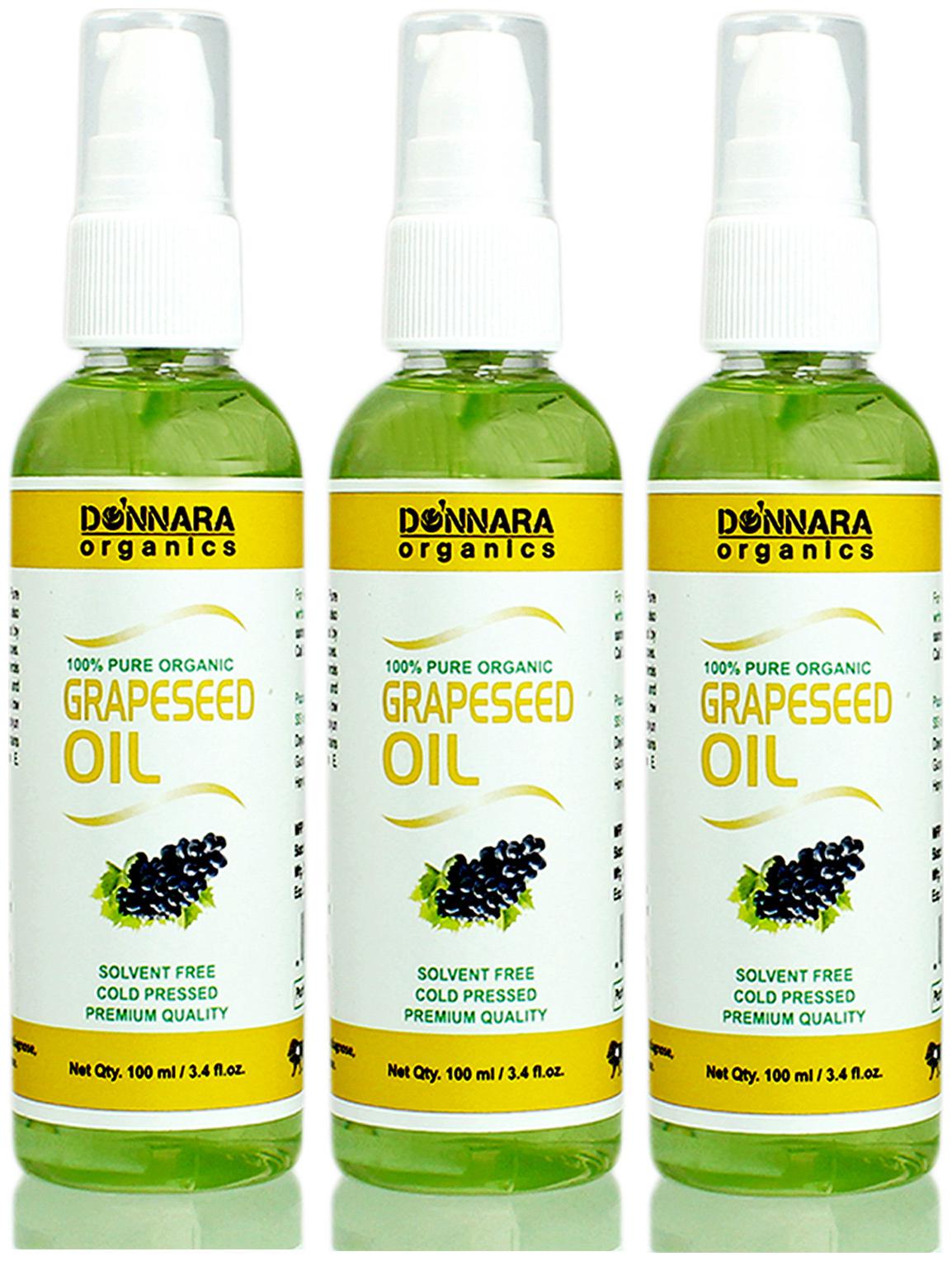

Donnara Organics Premium Grapeseed oil- 100 Pure Natural Combo pack of 3 bottles of 100 ml