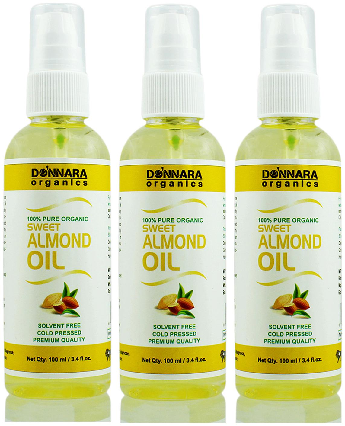 

Donnara Organics Premium Sweet Almond oil- 100 Pure Natural Combo pack of 3 bottles of 100 ml(300 ml)