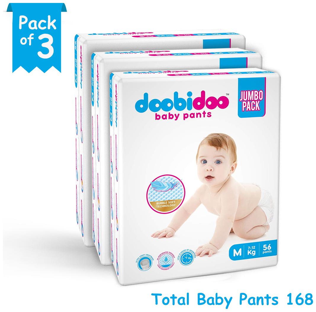 

Doobidoo Baby Pants - Medium Size - 56 Pants (Pack of 3)