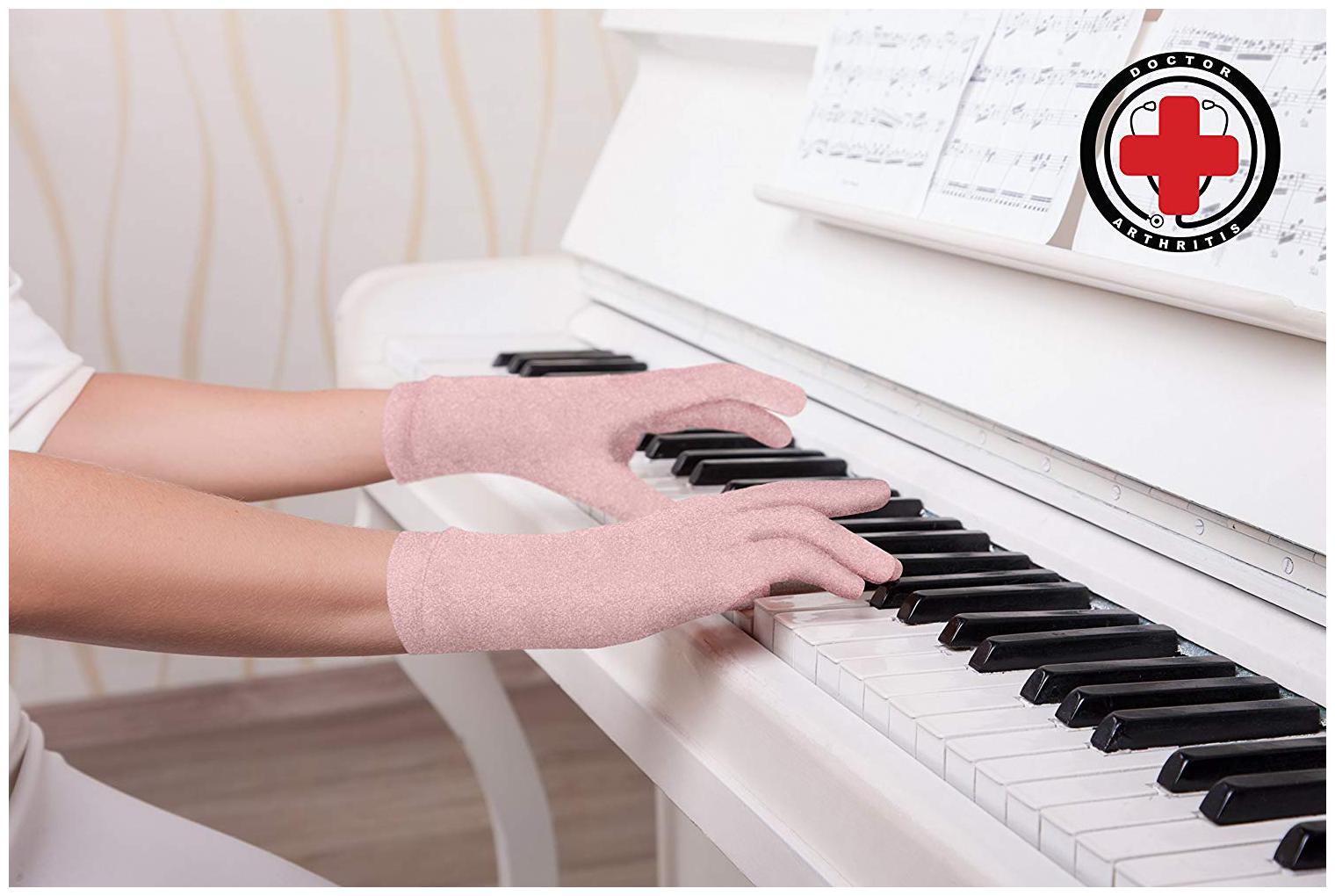 

Dr Arthritis Doctor Developed Full Fingered Compression Gloves (Pink Small) and Written Handbook