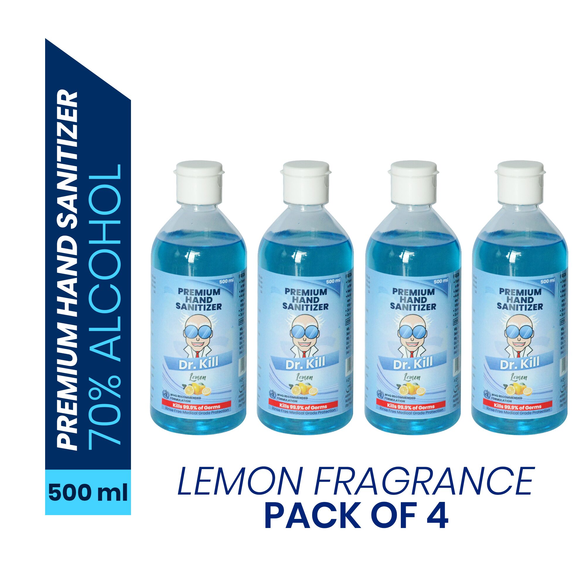 

Dr Kill Premium Hand Sanitizer Lemon 500 ml (Pack of 4)