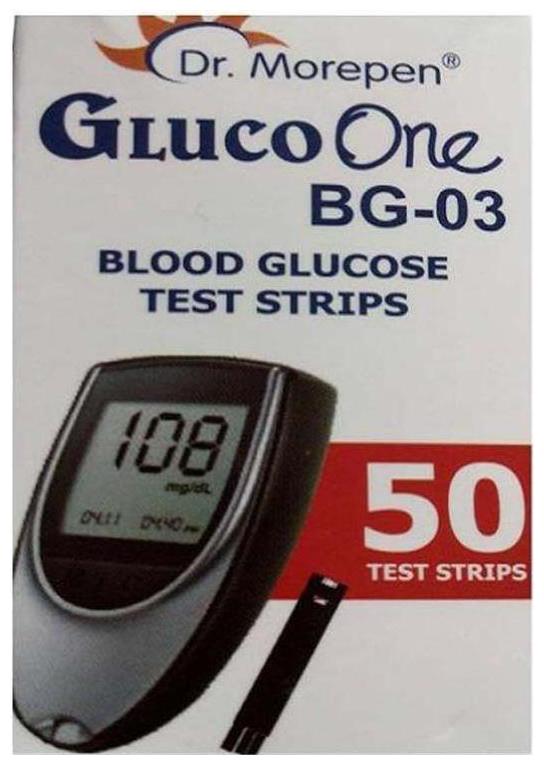 

Dr Morepen Gluco-One Bg-03 Blood Glucose 50 Test Strips Only Glucometer Test strips Sugar Test Strips