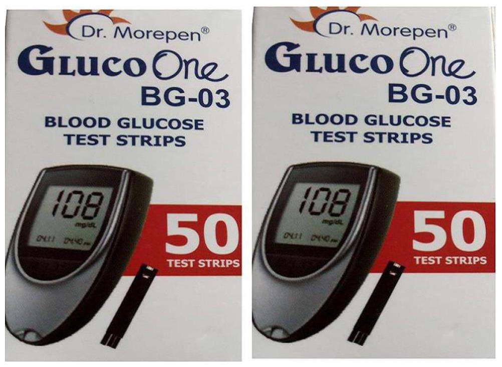 

Dr Morepen Gluco-One Bg-03 Blood Glucose 100 Test Strips Only Glucometer Test strips (Pack of 2) Sugar Test Strips