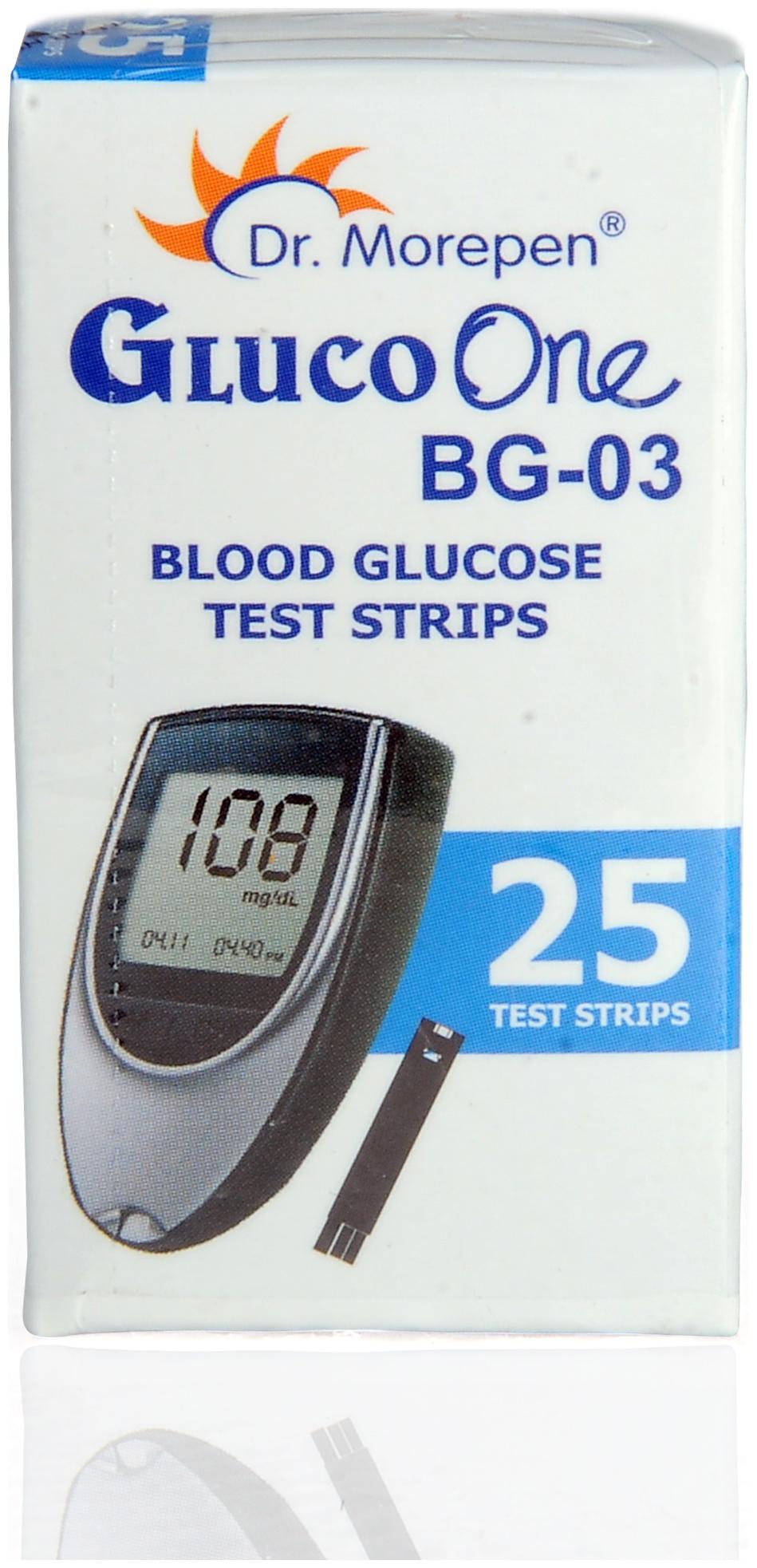 

Dr Morepen Gluco-One Bg-03 Blood Glucose 25 Test Strips Only Glucometer Test strips Sugar Test Strips