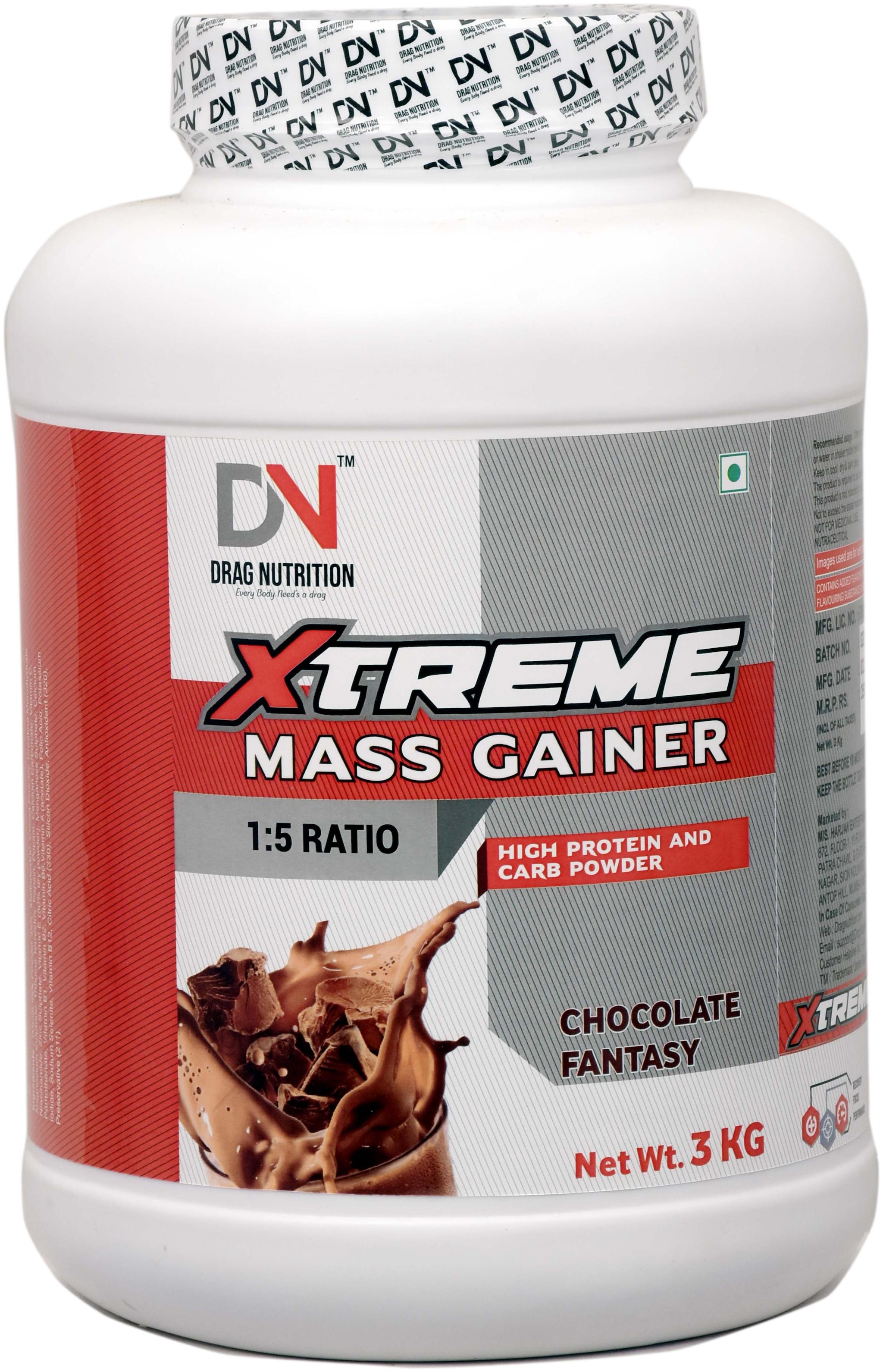

Drag Nutrition Xtreme Mass Gainer Chocolate Fantasy 3 kg (Pack Of 1)