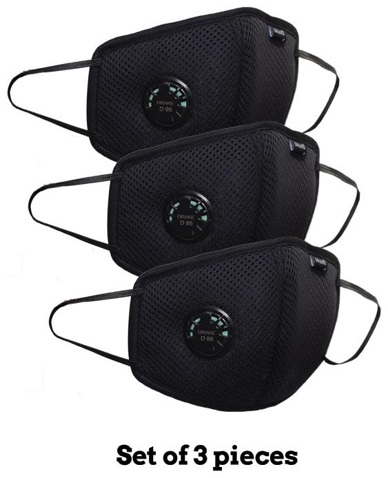 

Drake Casuals Unisex Hexa Shield D95 Face Mask Black With Earloop (Pack Of 3)
