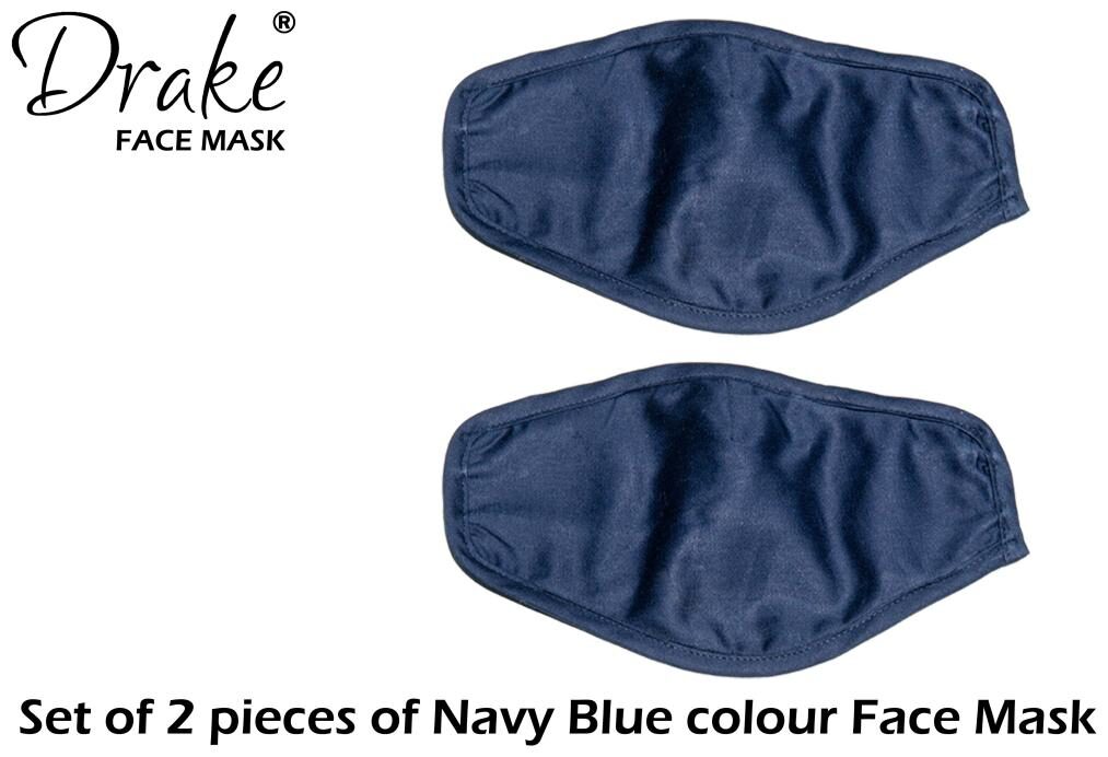 

Drake Face Mask with Earloop -Navy Blue (Pack of 2)