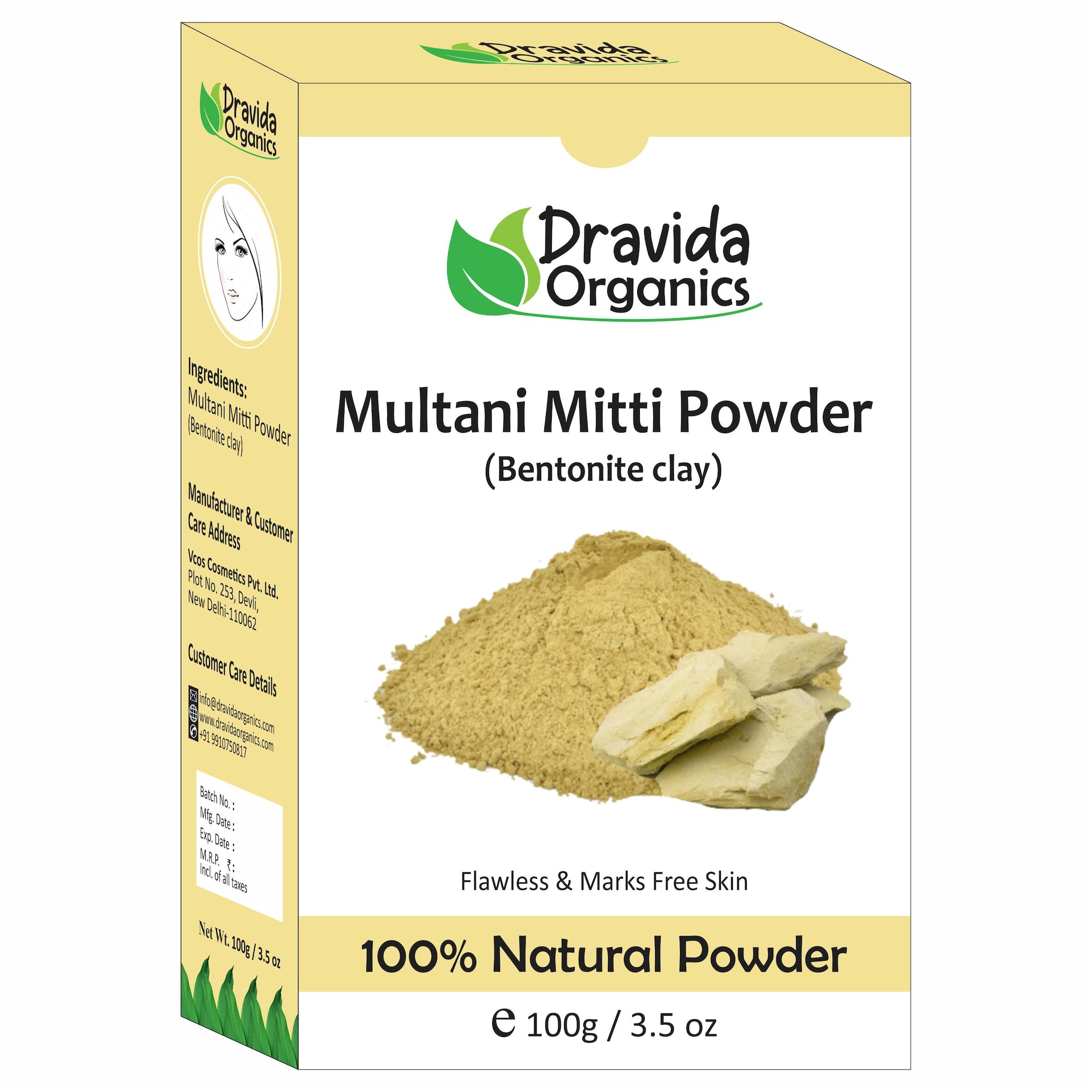 

Dravida Organics Multani Mitti Powder (Bentonite Clay) 100g (Pack of 1)
