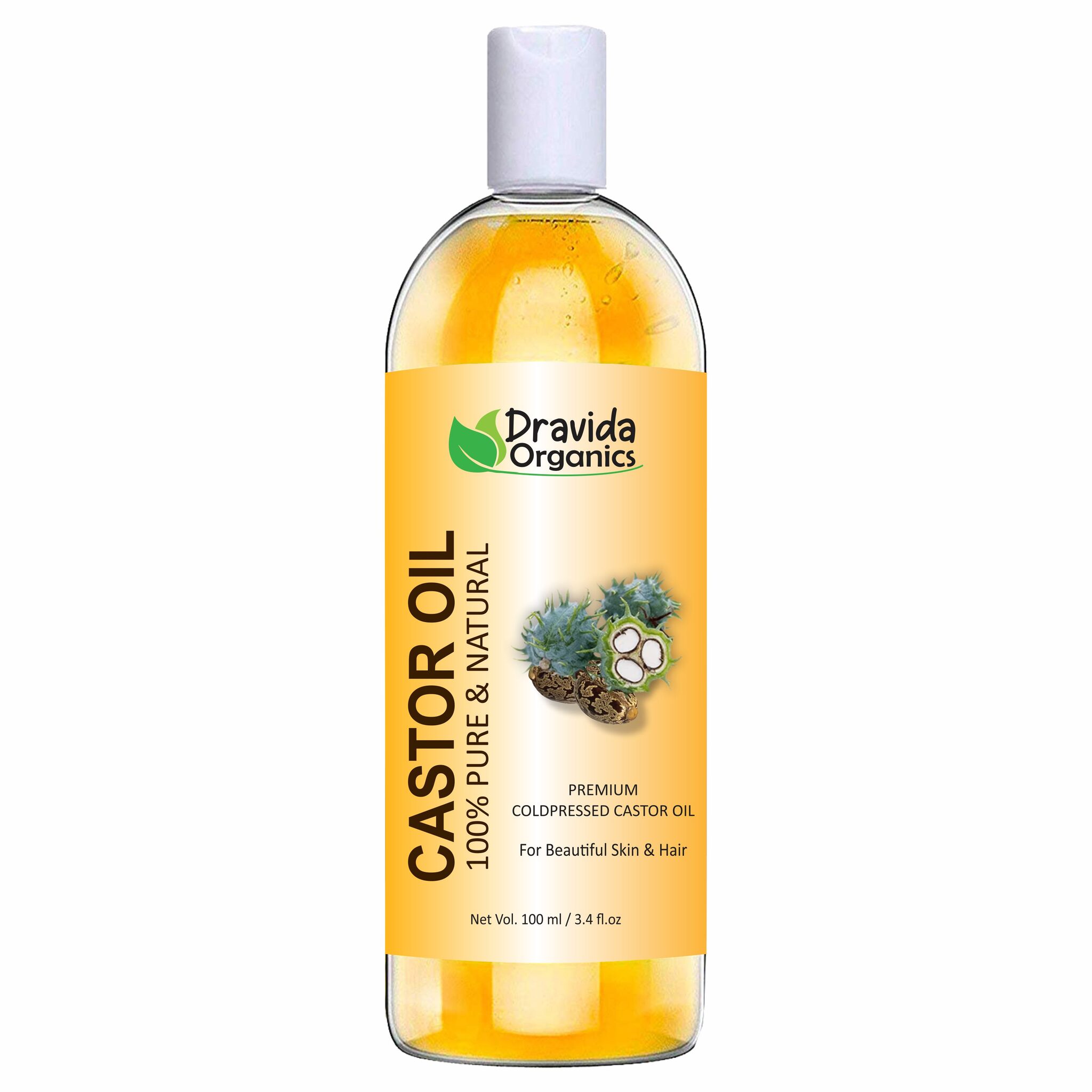 

Dravida Organics Cold Pressed 100 Pure Castor Oil for Hair Oil (100 ml)