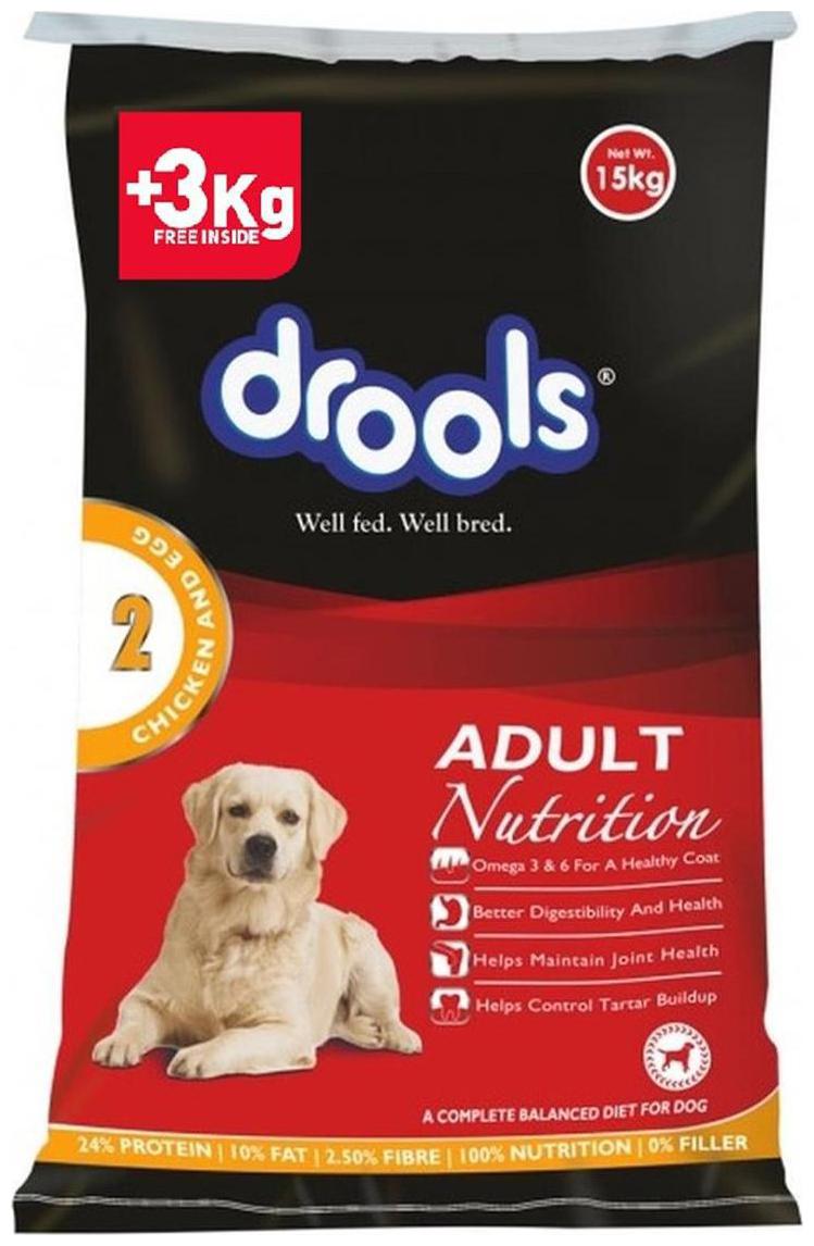 

Drools Chicken And Egg Adult Dog Food 15 kg - 3 kg Extra Free Inside