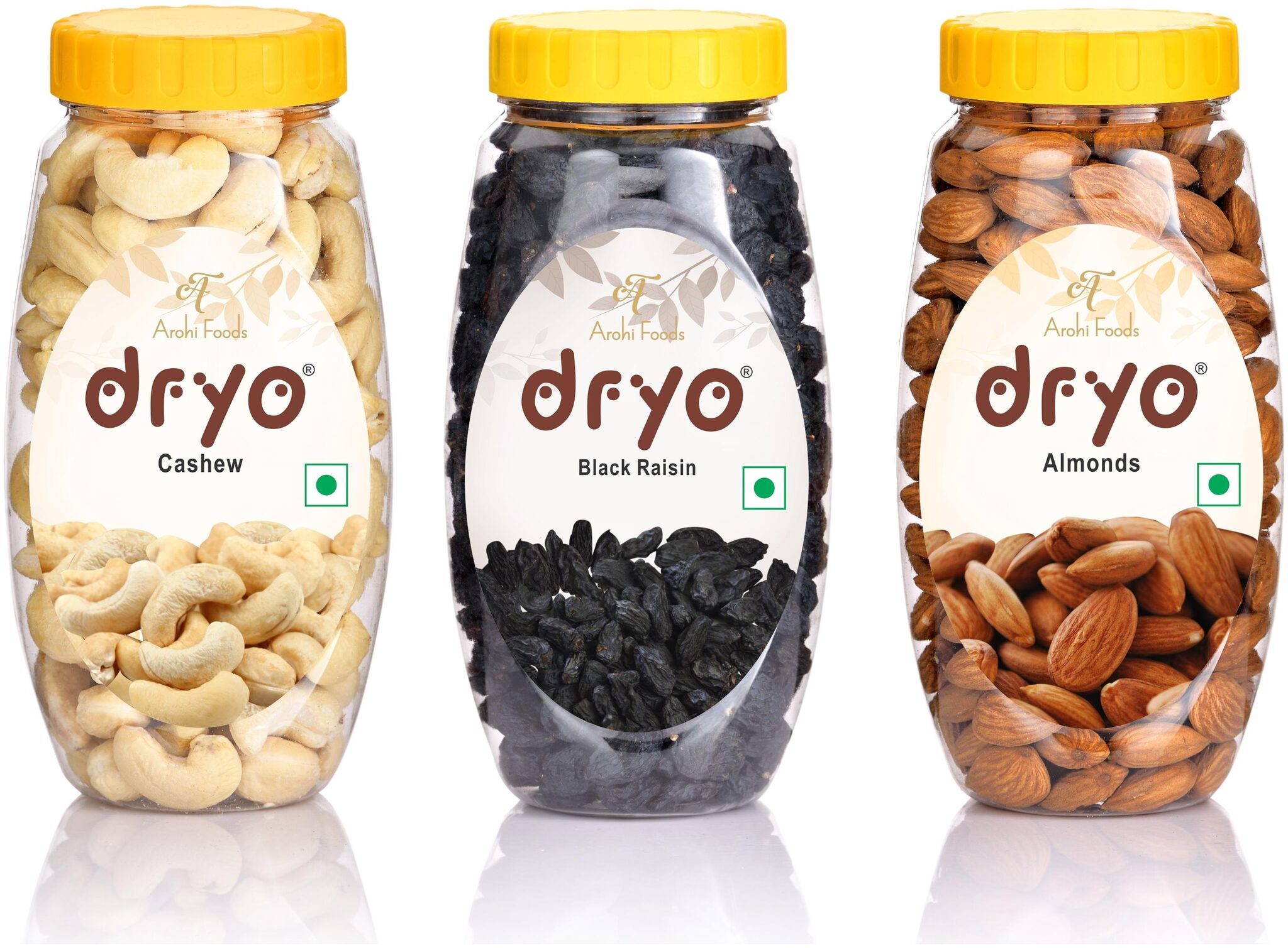 

Dryo Dry Fruit Cashew 220g Almond 250g Black Raisin Seedless 250g (Pack of 3)