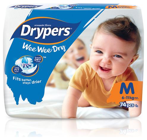 

Drypers Wee Wee Dry Medium Sized Diapers (74 Counts)(Taped Diaper)