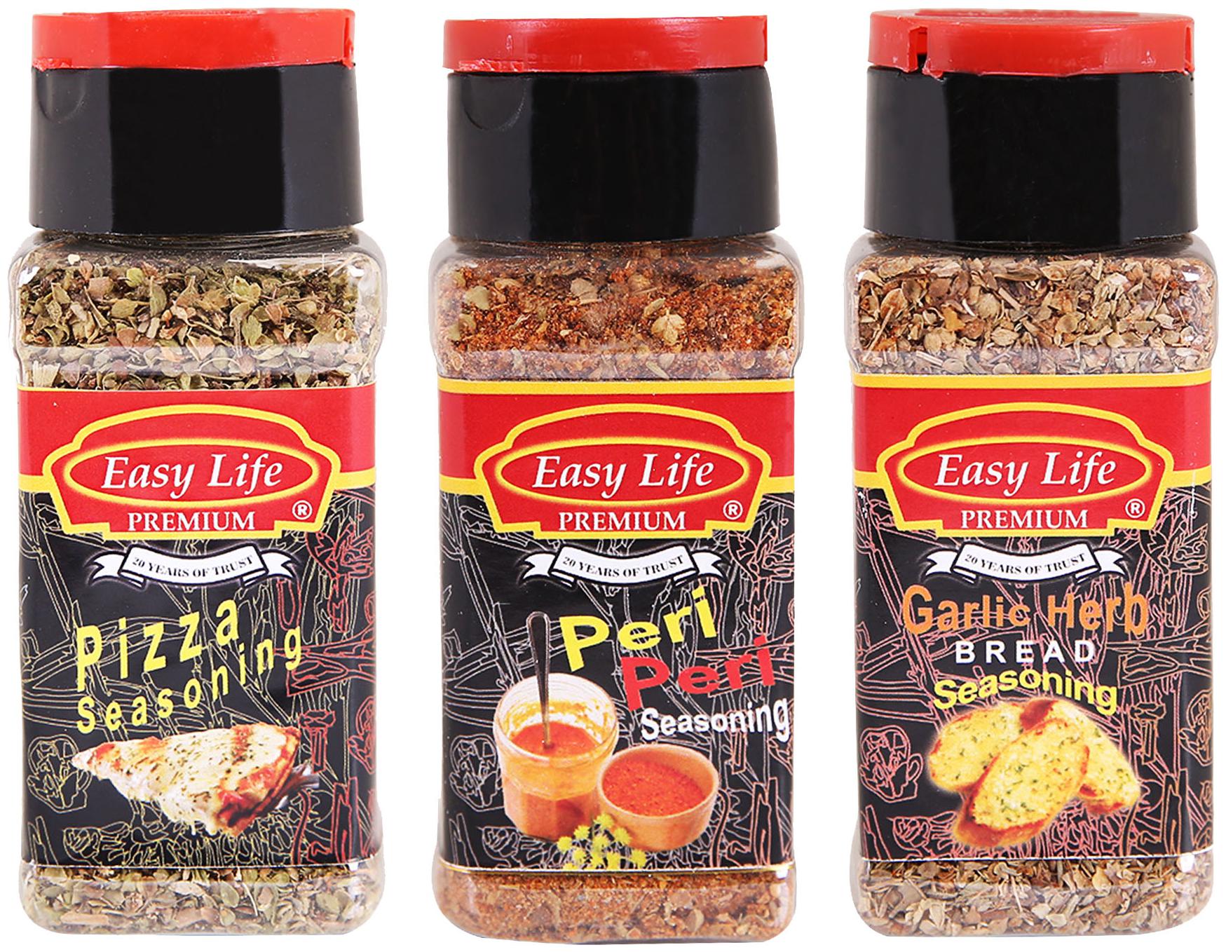 

Easy Life Combo of Pizza Seasoning Peri Peri Seasoning Garlic Herb Bread Seasoning (Pack of 3)