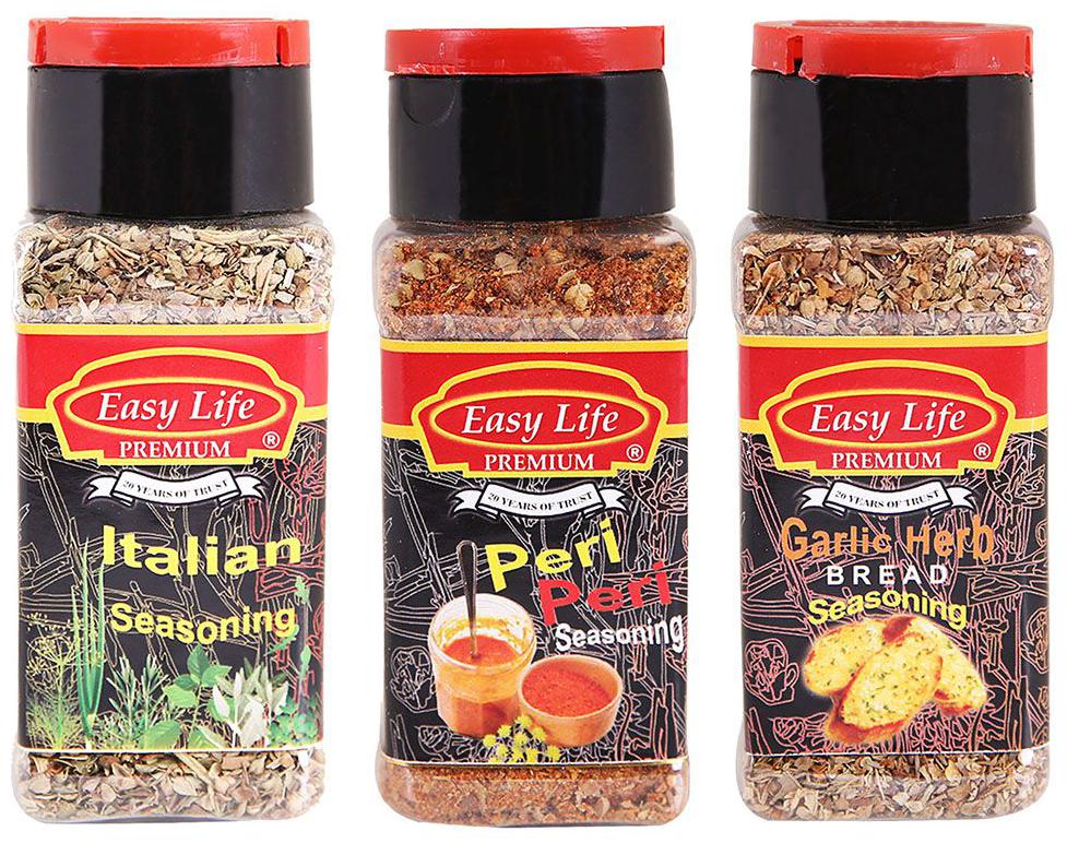 

Easy Life Combo of Italian Seasoning 30g Peri Peri Seasoning 75g Garlic Herbs Bread Seasoning 40g (Pack of 3)