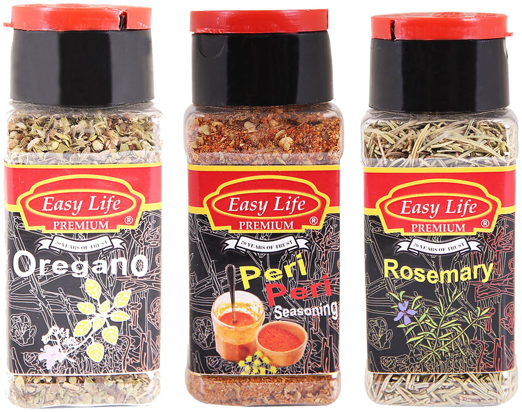 

Easy Life Combo of Oregano 25 g Peri Peri Seasoning 75 g and Rosemary 30 g (Pack of 3)