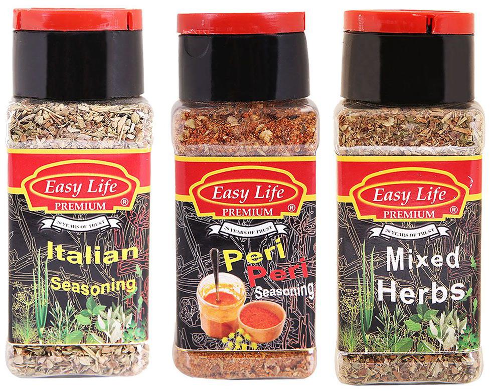 

Easy Life Combo of Italian Seasoning 30g Peri Peri Seasoning 75g Mixed Herbs 30g (Pack of 3)