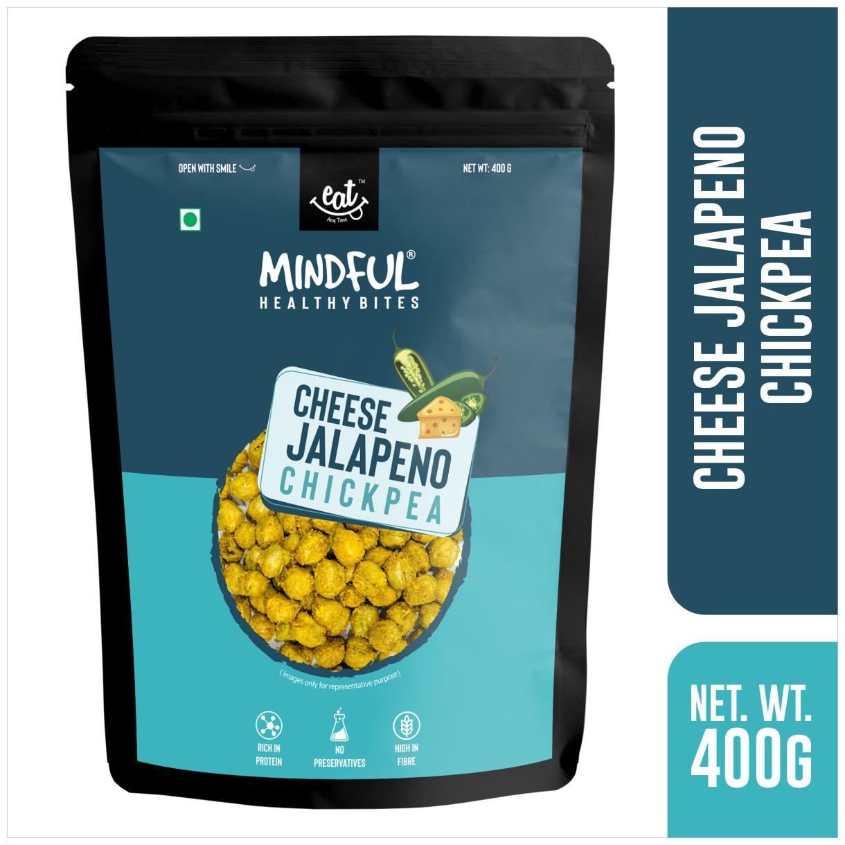 

Eat Anytime Mindful Cheese Jalepeno Pepper Roasted Chick Peas Healthier Vegan Gluten Free Snacks 400 g (Pack of 1)