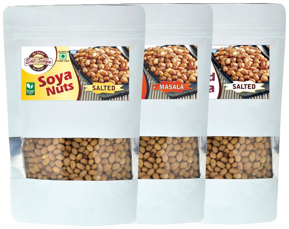 

Eat Soya LLP Roasted Soya Nuts Salted Masala Roasted Salted 200 g Combo (Pack of 3)