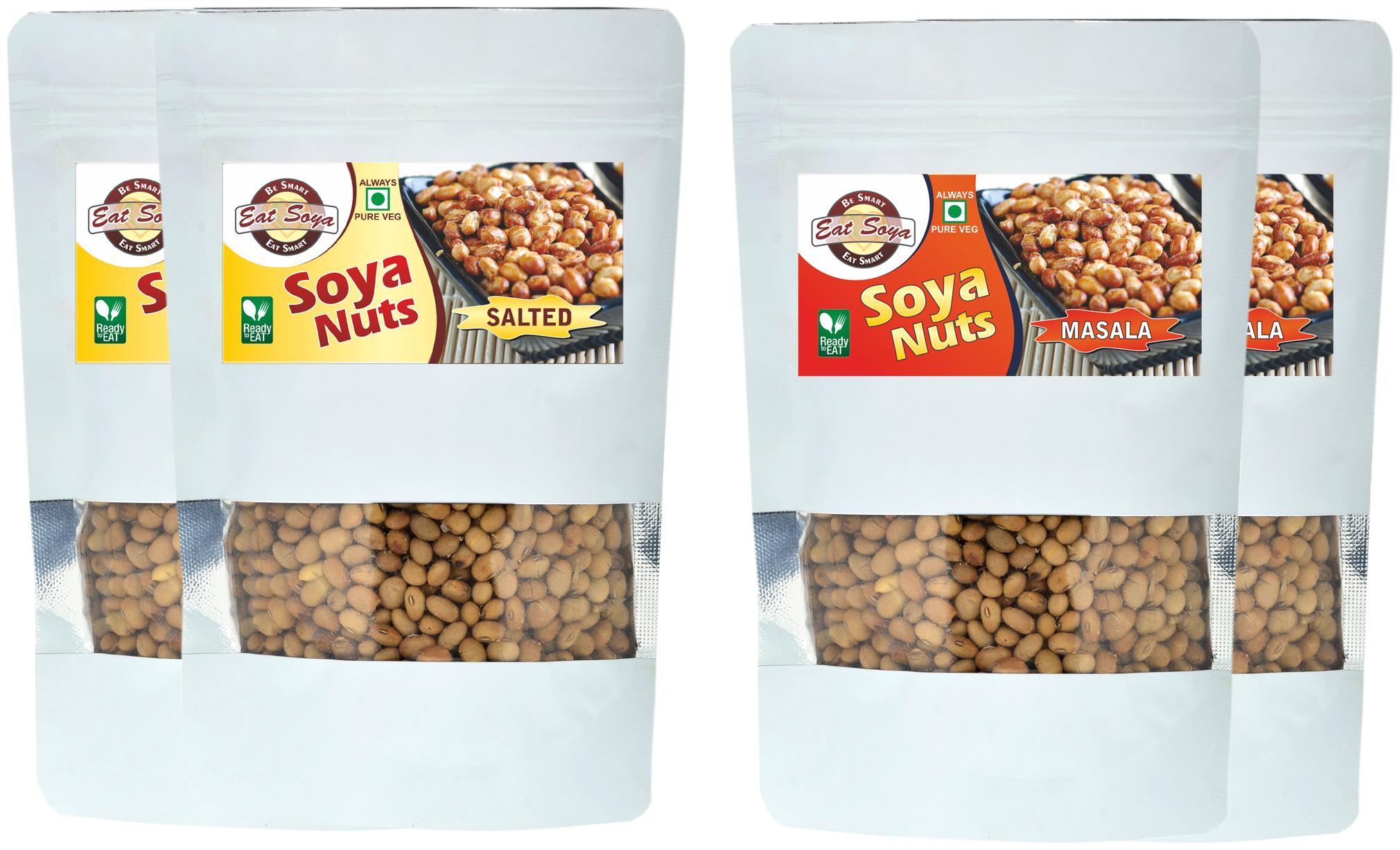 

Eat Soya LLP Roasted Soya Nuts Salted 2 Masala 2 200 g Combo (Pack of 4)